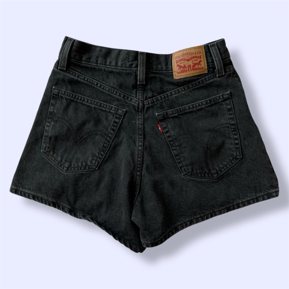 Levi's Women's Black High Waisted Mom Denim Shorts - Picture 2 of 7
